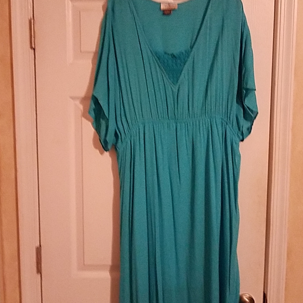 Turquoise empire waist maxi dress